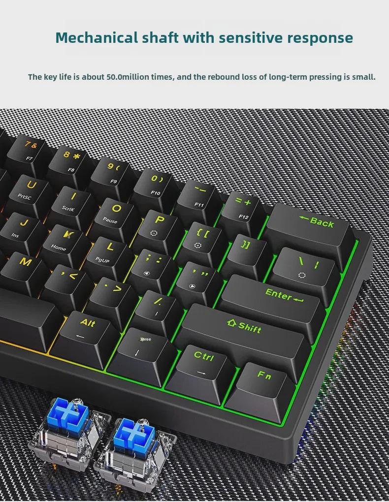 K620 Wired & Bluetooth RGB Gaming Mechanical Keyboard, Hot-Swappable, Blue Switch, Type-C