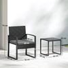 Rattan Bistro Set, 3-Piece Garden Furniture Set with 2 Garden Chairs, Coffee Table, Removable Cushions Dark Grey