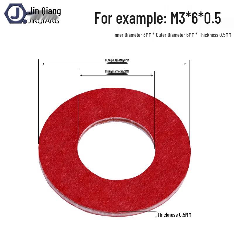 Czerwona izolacyjna uszczelka stalowa papierowa: Zestaw podkładek M2-M8