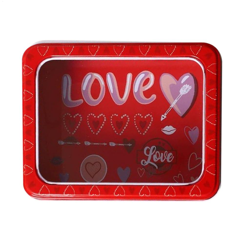 Valentine's Day Candy Box Valentine's Day Food Container Tinplate Cookie Box With Clear Window For Food Candy Snack Chocolate