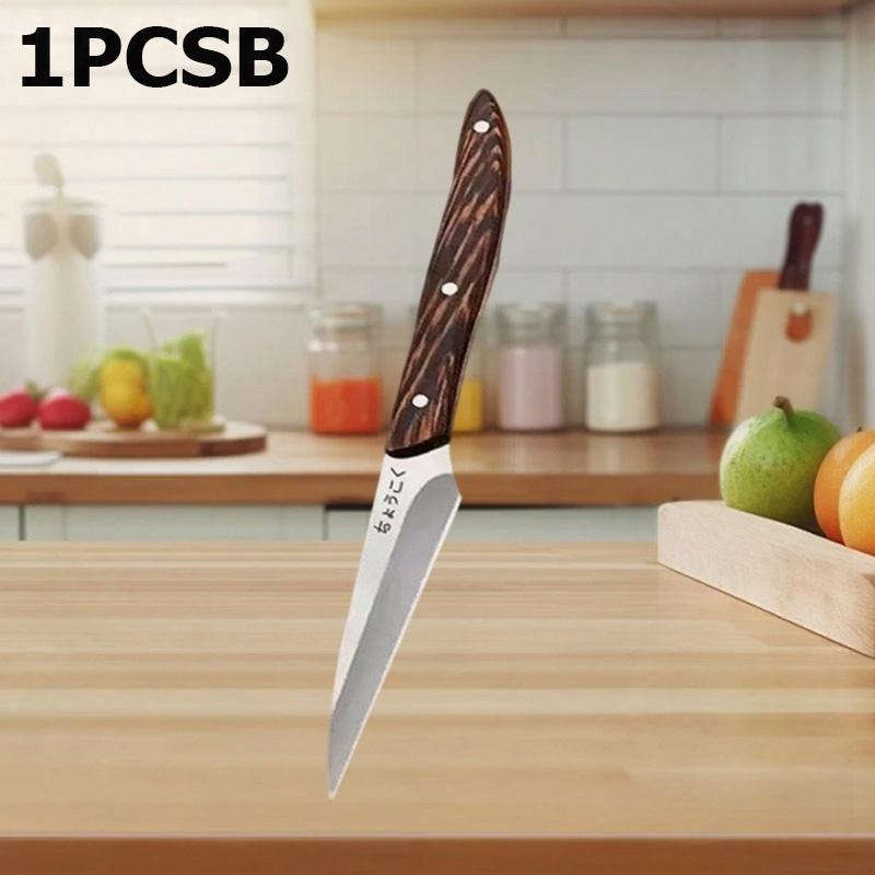 WXCOO 3pcs Stainless Steel Food Carving Knife Kitchen Fruit Peeling Utility Knife Professional Chefs Carving Knife Wood Handle