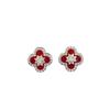 Hui Zhi Yi S925 Silver Four-Leaf Clover Stud Earrings with Red Agate Color - Light Luxury Fashion Style