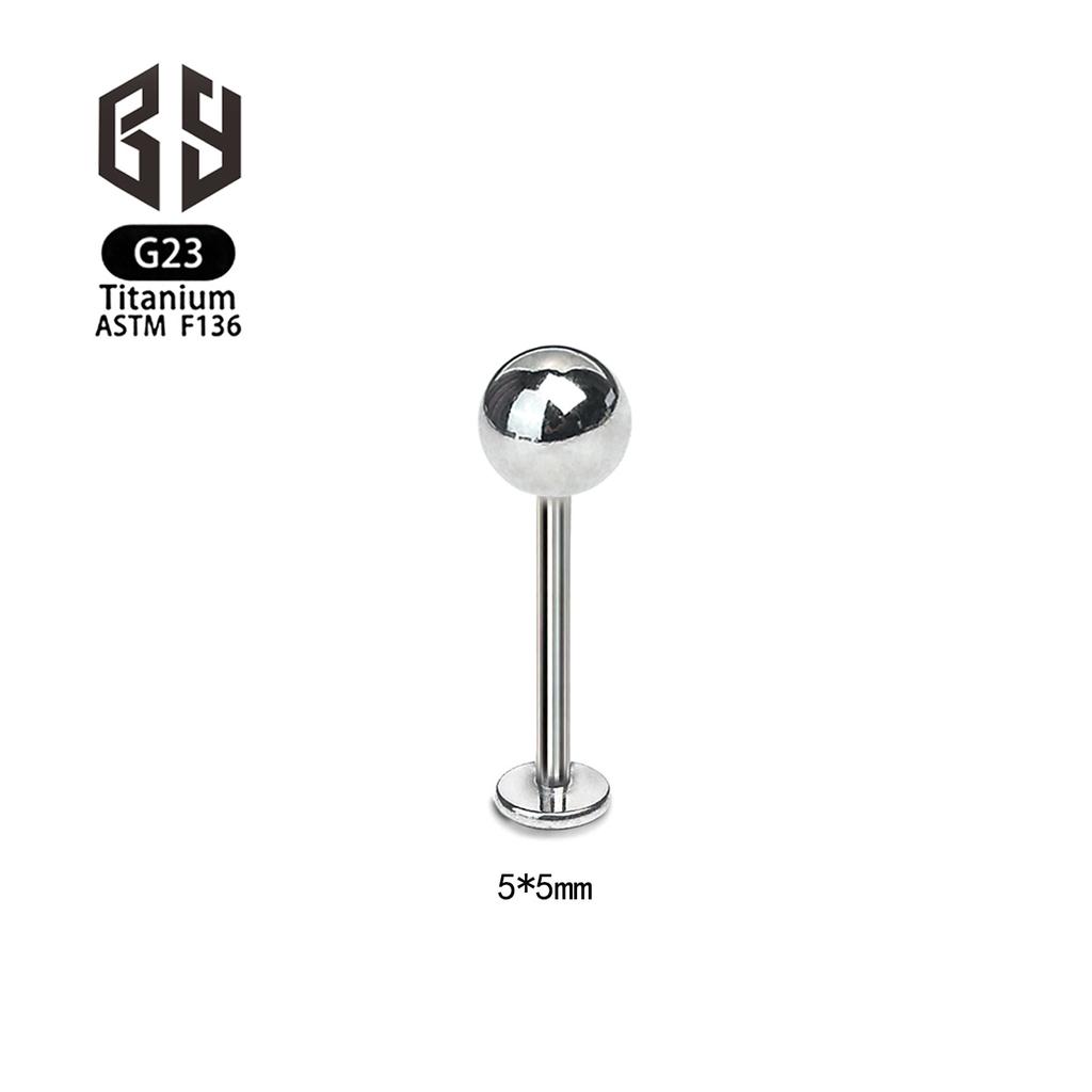 F136 Titanium Labret Stud Internally Threaded Ball Flatback Earring Cartilage Nose Barbell Piercing Jewelry M0.9 Thread