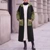 Women Long Sleeve Casual Patchwork Long Hooded Sweatshirts