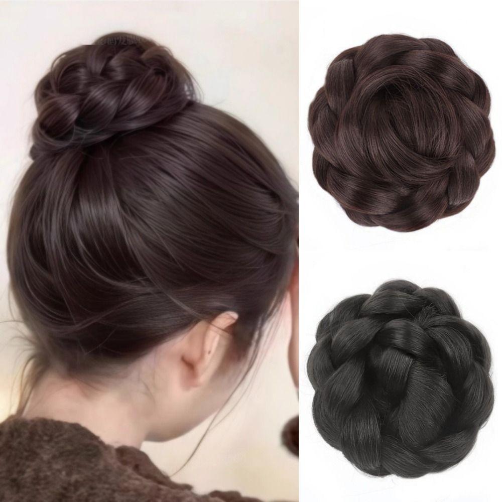 Fake Hair Flower Bun Head Wig Hair Extensions Claw Hair Bun Bridal Donut Chignon Women