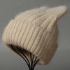 Angora rabbit fur hat autumn and winter knitted plush cat ear shape warm cute ladies casual hat