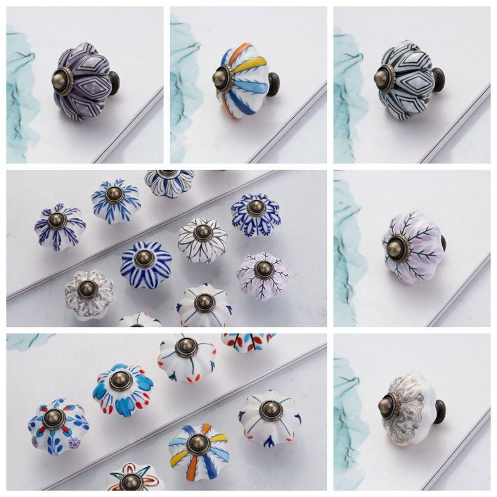 Single Hole Pumpkin Handle Multiple Colors Furniture Knob Durable Vintage Door Handle  Drawer