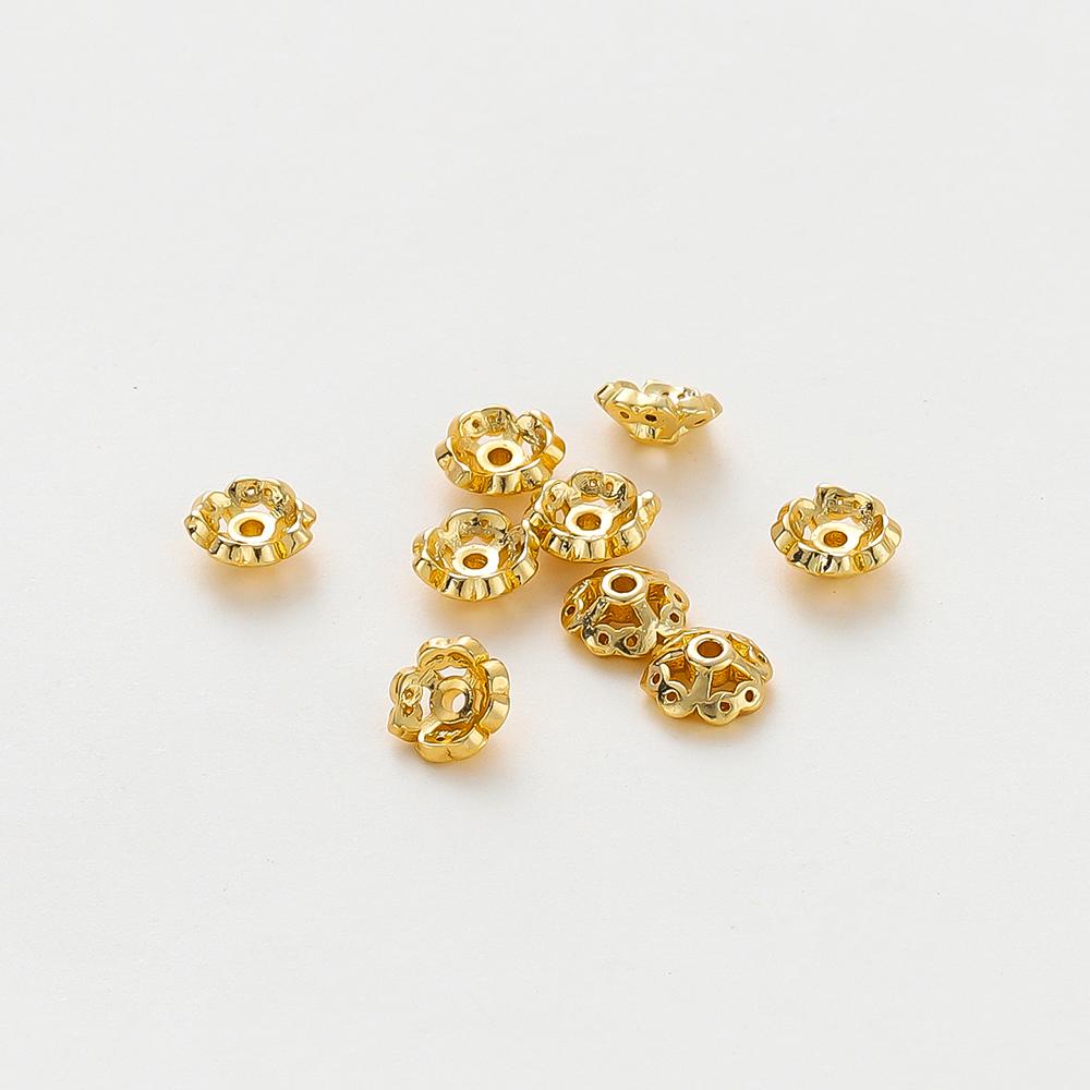 20pcs/lot 5mm 14K 18K Gold Color Plated Clover Beads Caps Tassel End Stopper Beads for DIY Jewelry Making Findings Supplies