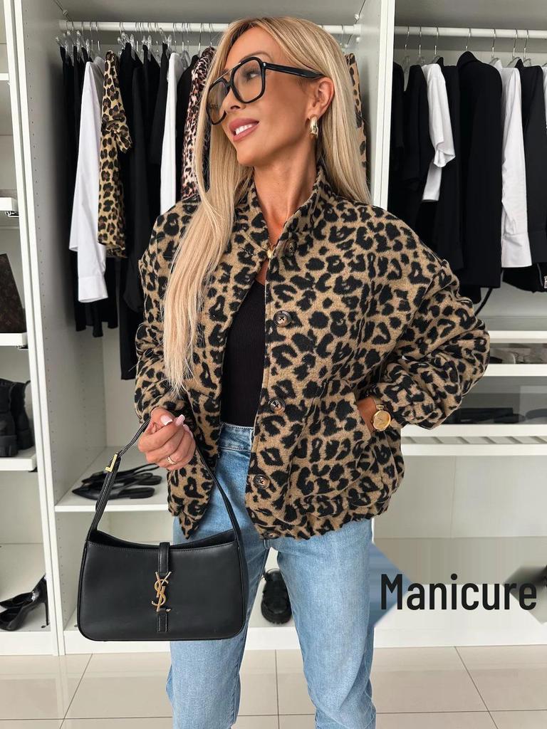 2025 Spicy Leopard Print Women's Jacket: Loose Fit, Casual Style for Spring & Autumn