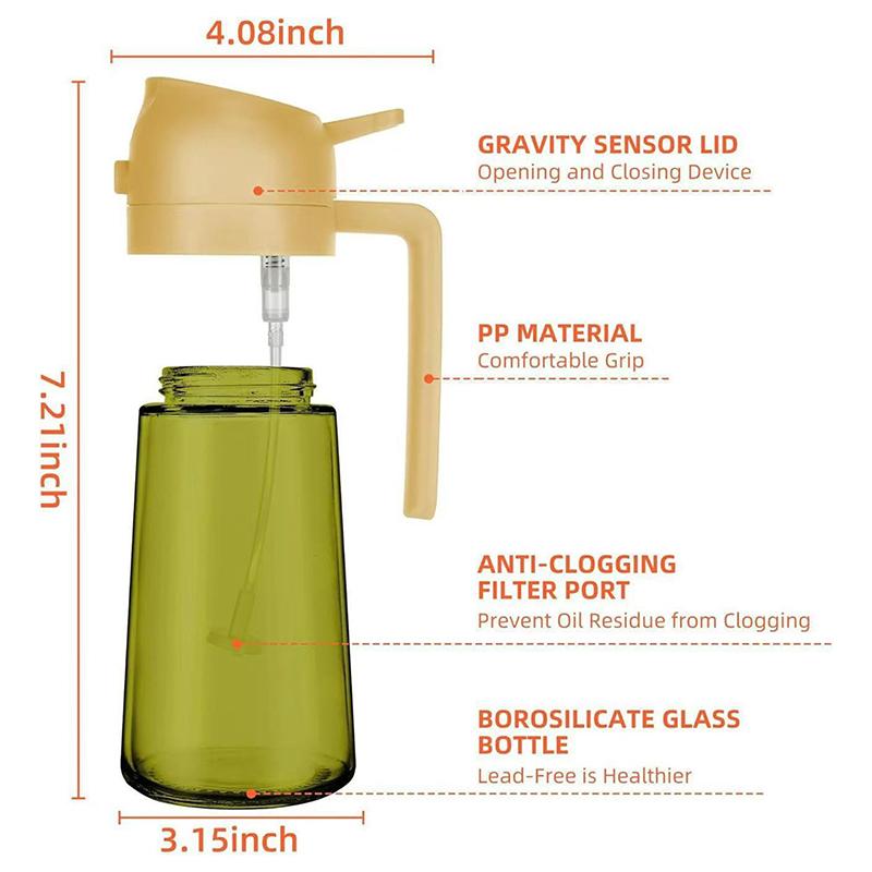 2-In-1 Dark Glass Oil Sprayer Olive Oil Dispenser Black Lightproof Oil Sprayer For Cooking Salads And Barbecues Barbecue Tools