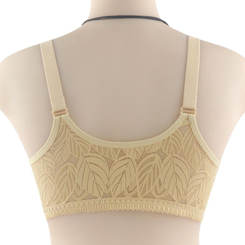 Sutien pentru femei cu cupă moale din bumbac, cu fermoar frontal, cu sârmă, dantelă, bretele reglabile