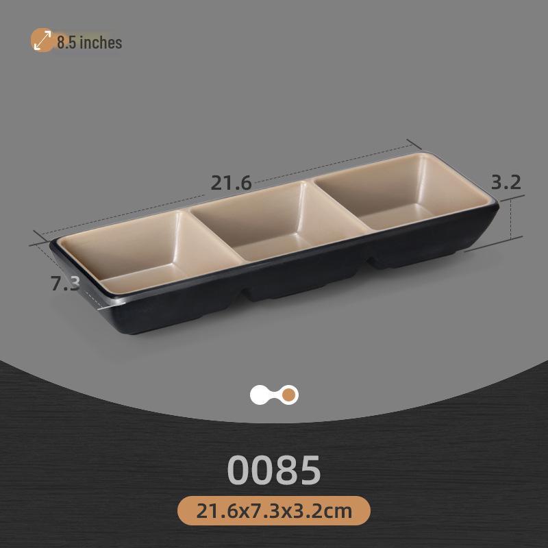 Commercial Melamine Two-Color Drop-Resistant Teacup and Imitation Porcelain Dish Set for Hot Pot Cuisine with Compartments.