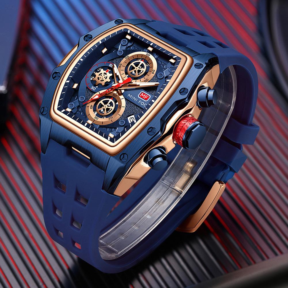 Mini Focus Watch, Track Sports Wine Barrel Men'S Watch Curved Mirror Hollow Men'S Watch 04 73