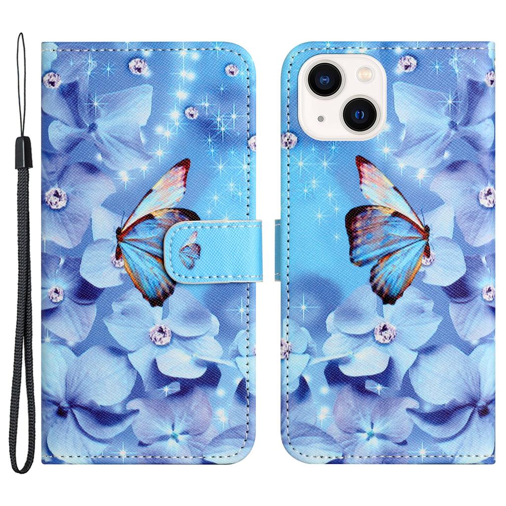 For iPhone 15 Flip Leather Wallet Case 3D Pattern Printing Stand Phone Cover