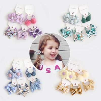 10 Pcs Accessoires Cheveux Doux Élastique Caoutchouc Enfants Filles Mignons Attaches Cheveux Nœud Nœuds Fleur Headband