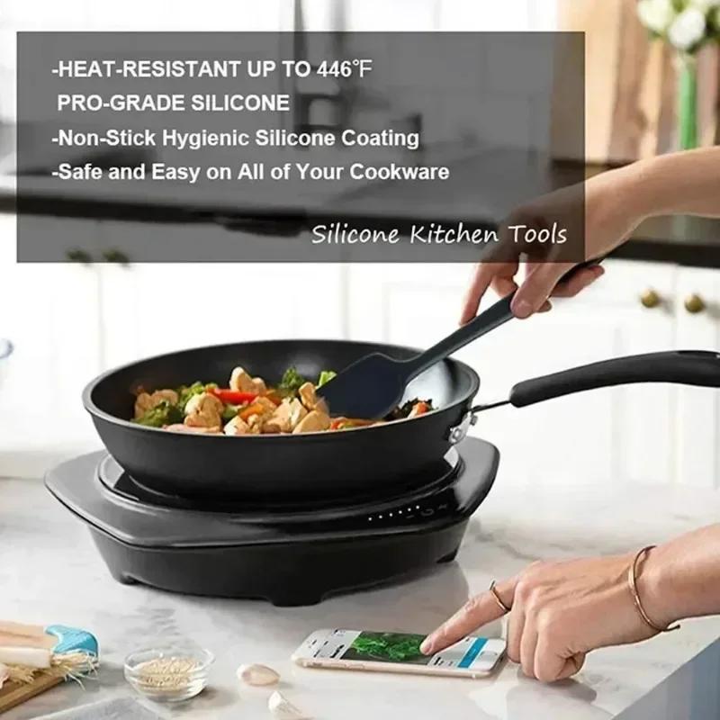 Silicone Spatulas Rubber Spoon Spatula Heat Resistant Seamless One Piece Design Non-Stick Spoonula Flexible Scrapers Baking Tool