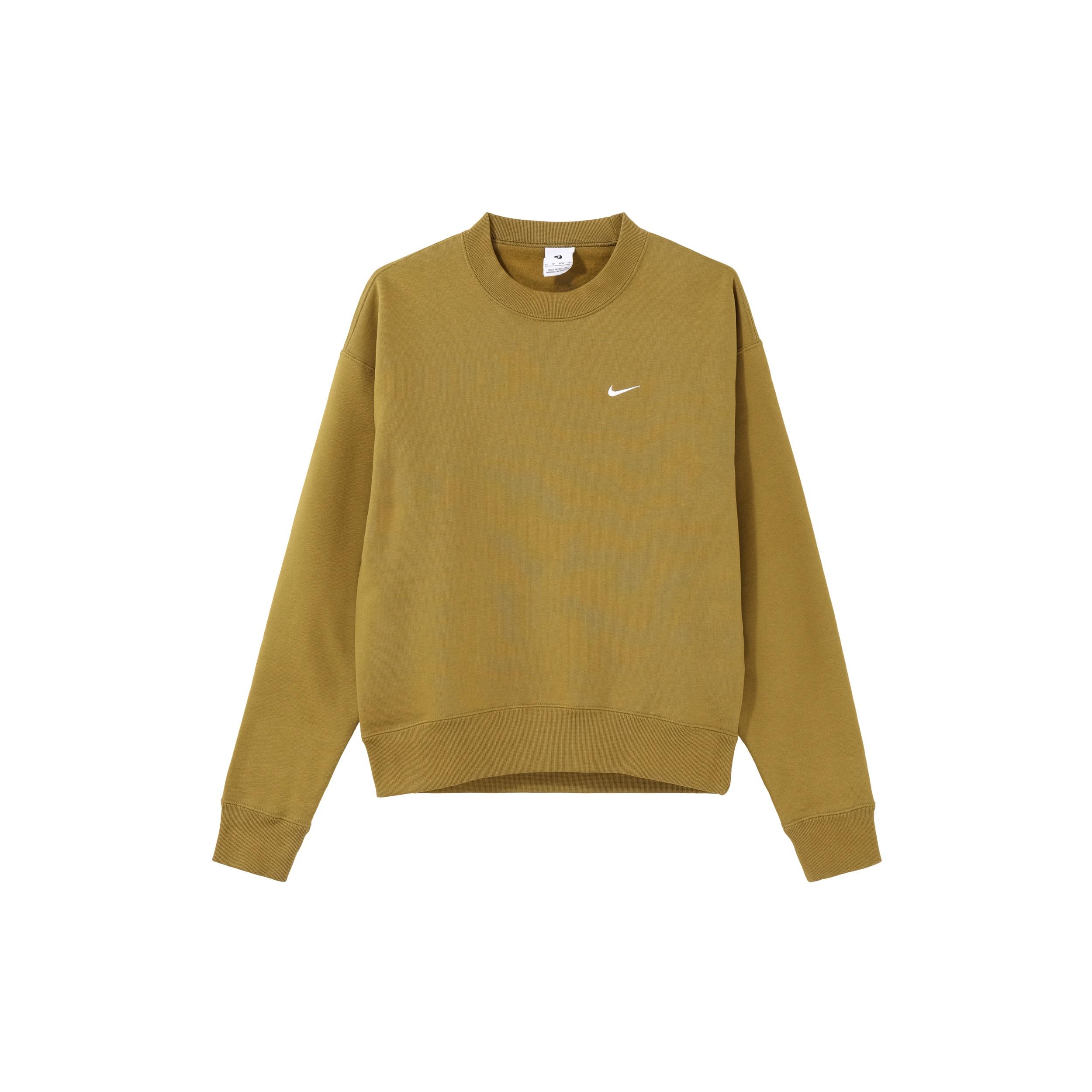 Men s Nike Lab Fleece Crew Solid Color Plush Stay Warm Sports Round Neck Pullover Desert Green DA0318-318 M