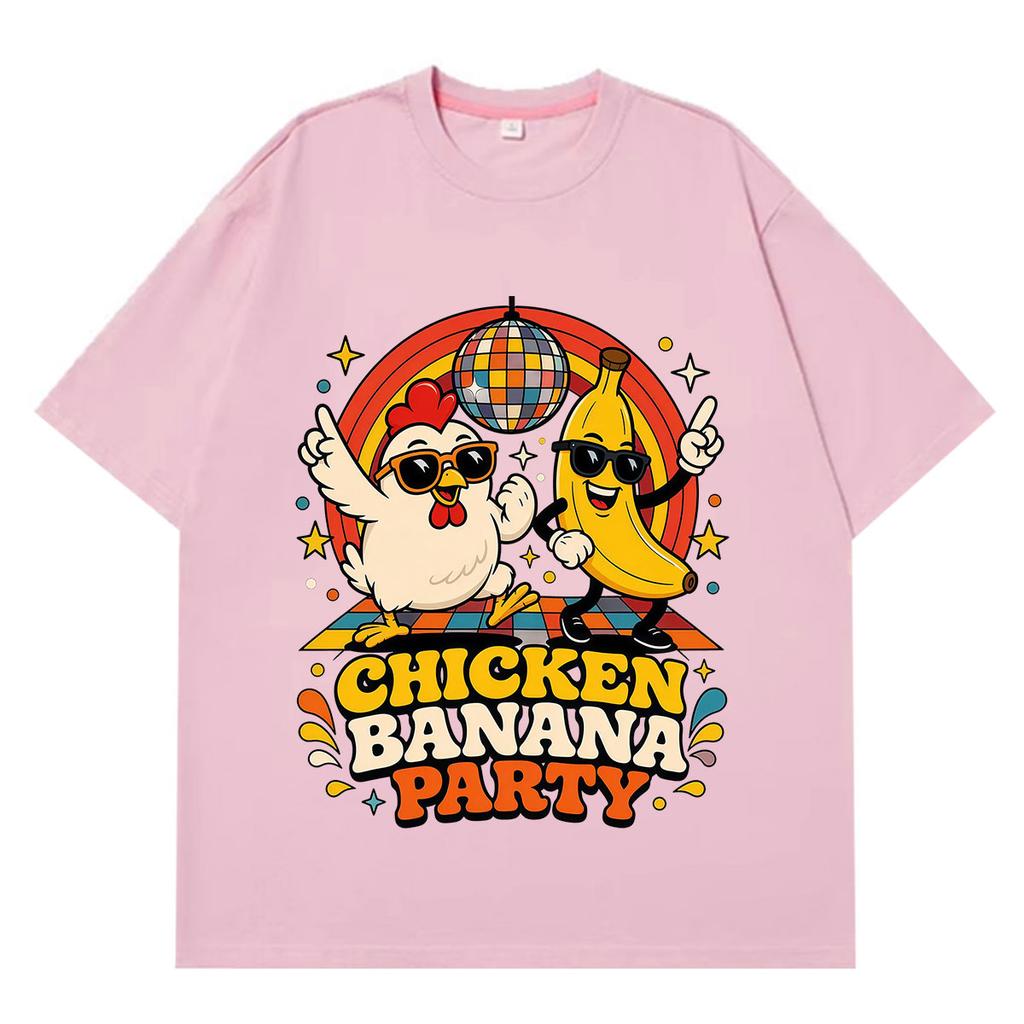 Chicken Banana Party Funny Meme T Shirt Unisex Unisex Fashion Clothing Tshirts Summer Shortsleeved Loose Casual Cotton Tshirts