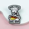 Cute Skull Chef Brooch: Creative Quote Badge for Backpacks - Alloy Decorative Accessory