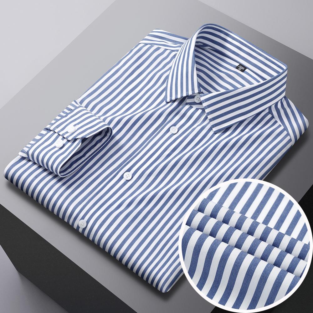 

Мужская рубашка из 100% хлопка, не требующая глажки, с цветными блоками и вертикальной полоской, без кармана, удобные повседневные универсальные рубашки на пуговицах 45 индиго