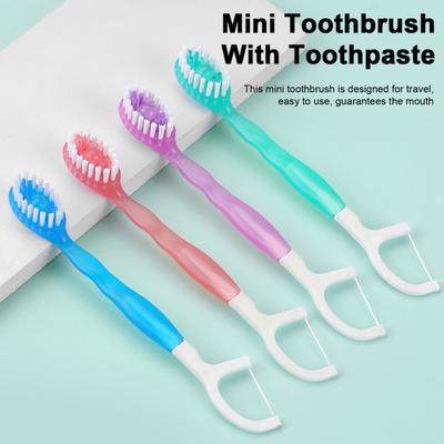 26Pcs Disposable Toothbrush with Toothpaste Floss Pick Tongue Scraper Portable Travel Adults Mini Pre-Pasted Toothbrush Dental Flosser Oral