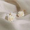 Luxuriöse Kamelien-Perlen-Ohrstecker, Charm, elegantes Design, weiße Blume, Dangler