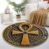 "Golden Ankh with Hieroglyphic Design" Print Round Rug, Living Room, Bedroom, Playroom Carpet, Non Slip Floor Mat, Gift