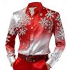 Herren-Langarmhemd im Weihnachts-Stil, Buntes 3D-Druck-Schneeflocken-Herrenoberteil, Modisches Outdoor-Top