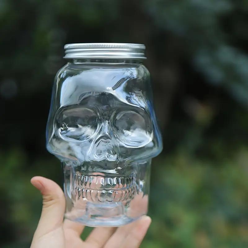 6/12 Packs Halloween Transparent Skull Plastic Jars with Lids for Home Decor Figurines Collectibles Desktop Skeleton Jar