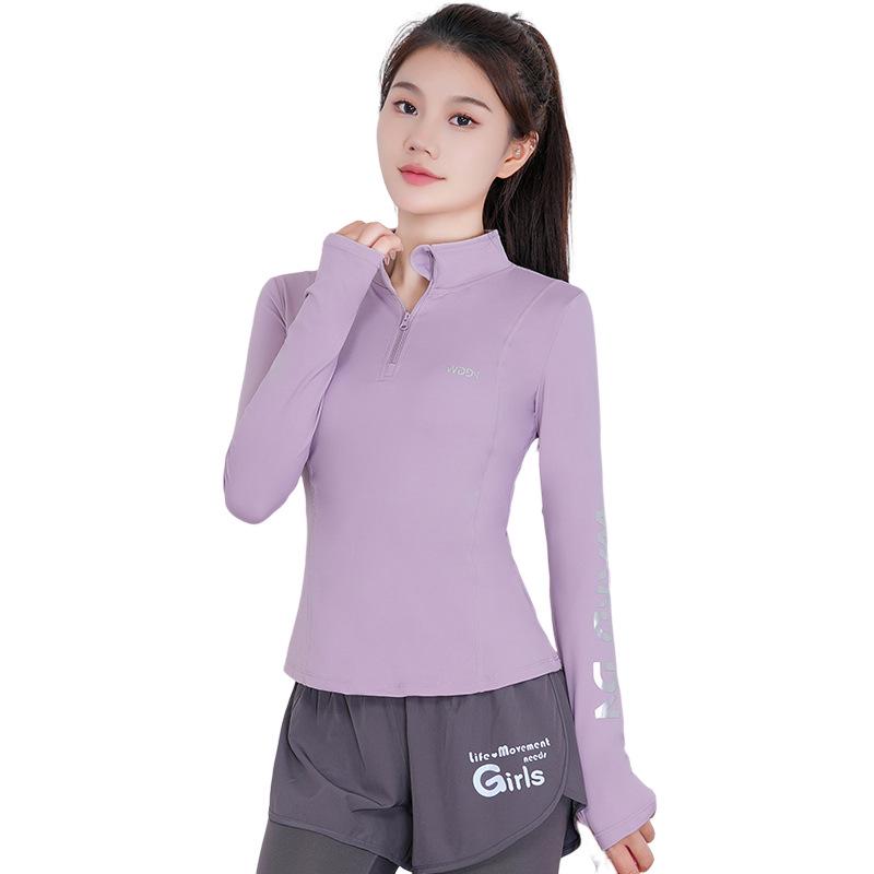 Women's Fleece-Lined Yoga Top: Warm, Quick-Dry, High-End Feel, Half-Zip, Long Sleeve. Perfect for Autumn/Winter Fitness.