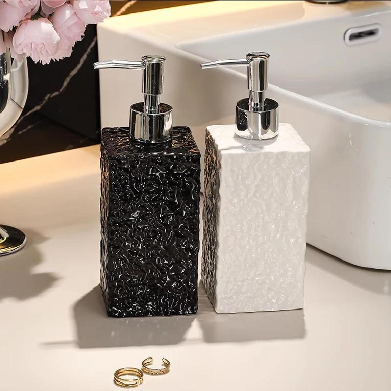 Water Ripple Ceramic Emulsion Bottle Hand Sanitizer Shower Gel Lotion Press Bottle Bathroom Soap Bottle Bathroom Soap Dispenser