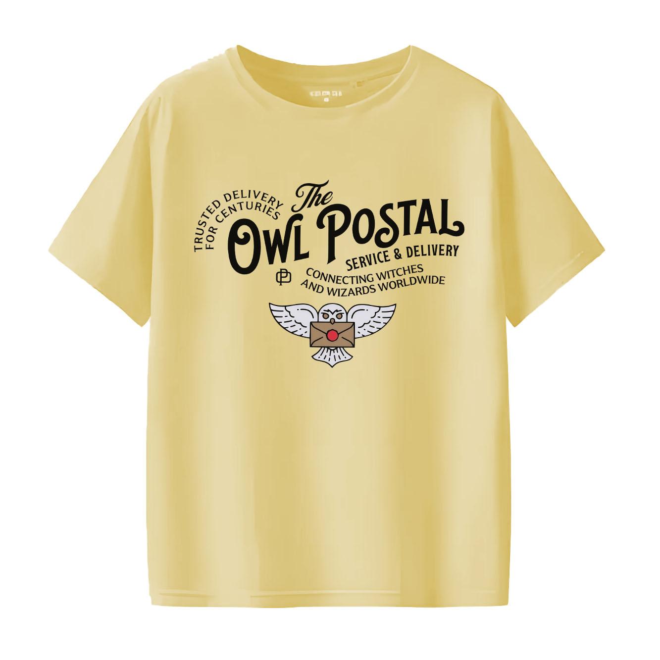 

Fashionable owl messenger letter print pattern short sleeved round neck daily versatile Womens Tshirt S