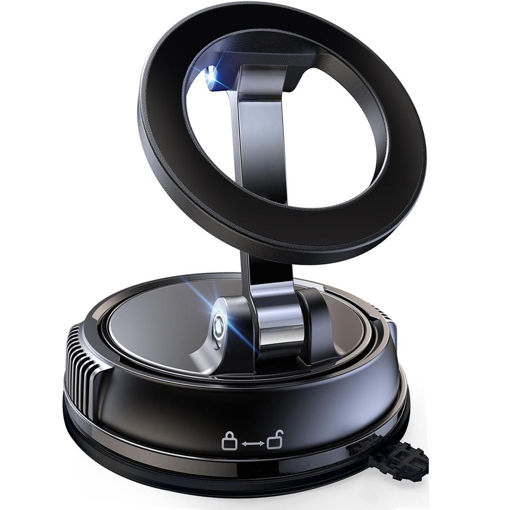Vylepšený 360° vakuový magnetický držák na telefon, Magnetický držák na telefon do auta, Bezdotykový držák na telefon s přísavkou pro auto/posilovnu/zrcadlo