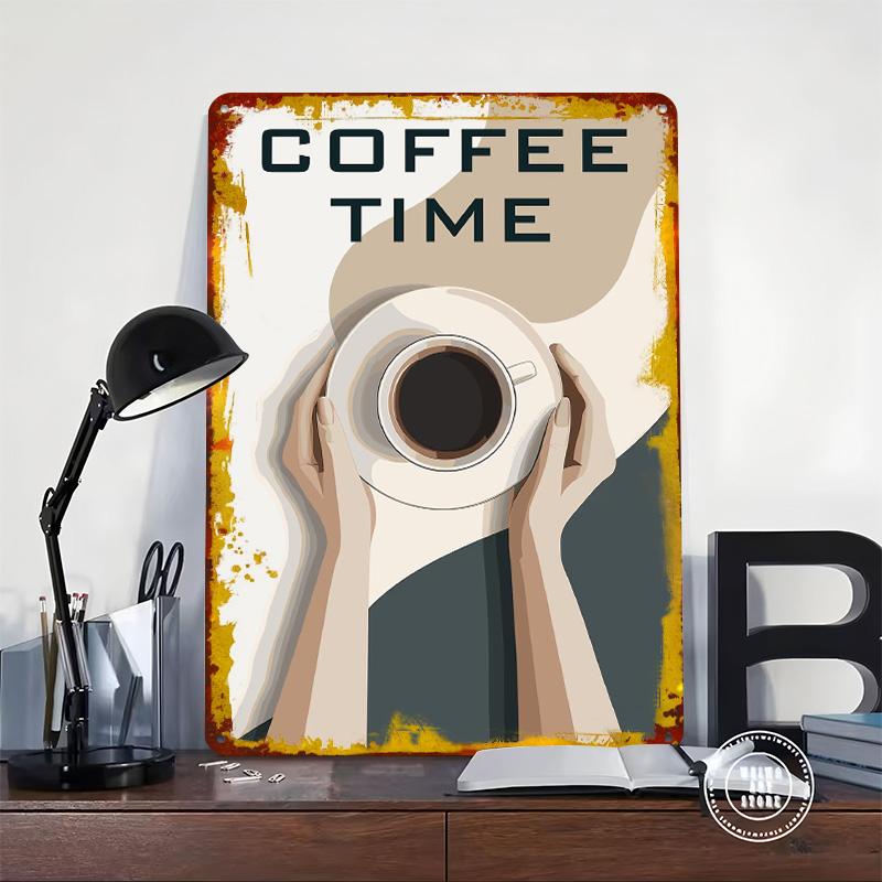 Coffee Time Tin Plaque Poster Customized Wall Art Retro Vintage Metal Signs for Man Cave Modern Home Decoration Luxury Wand Deko