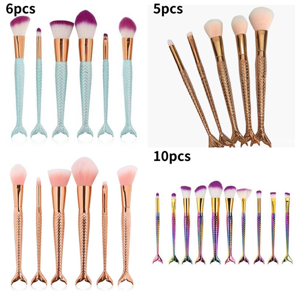Beautiful Mermaid Makeup Brush Set With Nylon Bristles For Flawless Application And Stylish Design