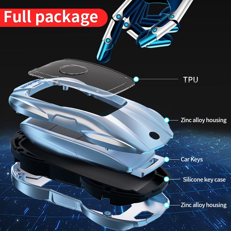 Apply To Mercedes-benz Key Case Car Metal Protection Cover E300L C260L GLC A200 C200 GLA GLB GLS Modified Decorative Accessories