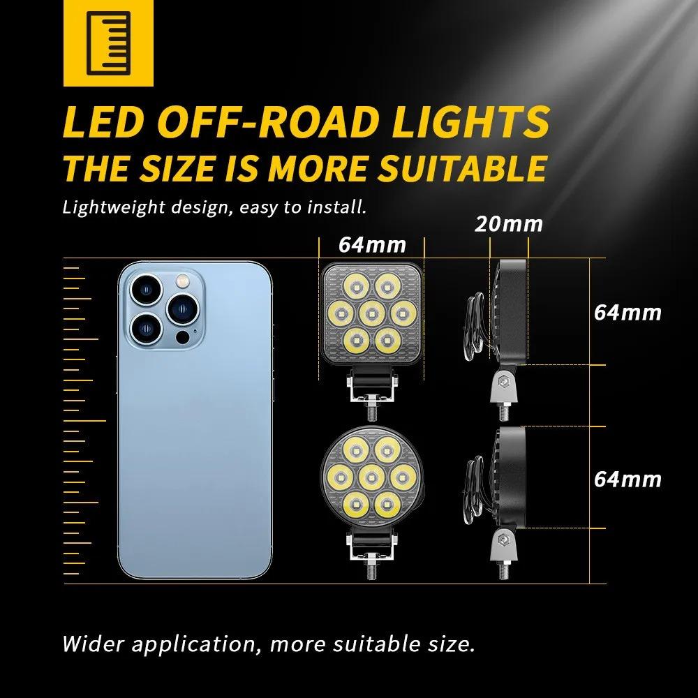 12-24V LED Off Road Work Light, IP65 Waterproof Spot Light for Truck ATV Motorcycle Boat Outdoors Spot Light Car Work Light