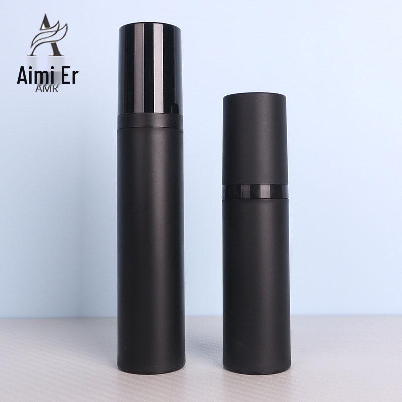 Matte Black Taiwan Vacuum Bottle with Pump Dispenser and Portable Spray 15ml; PP; Spray (Matte Cap)