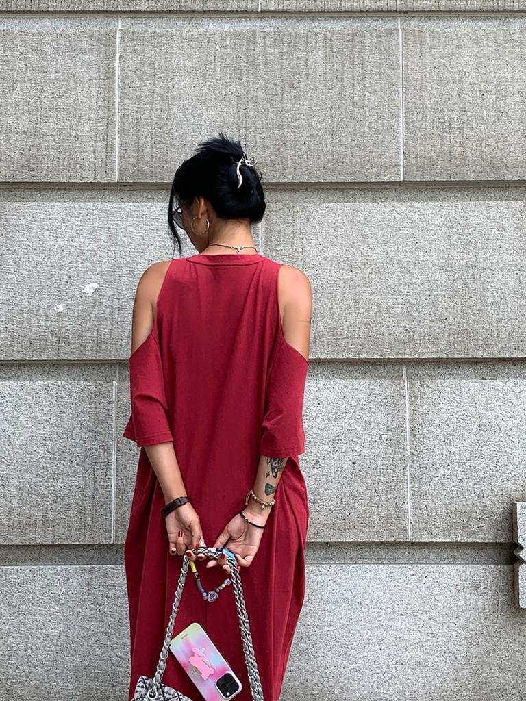 Plus Size Women's Summer Off-shoulder Loose Dress Letter Printing Casual Long T-Shirt Dresses