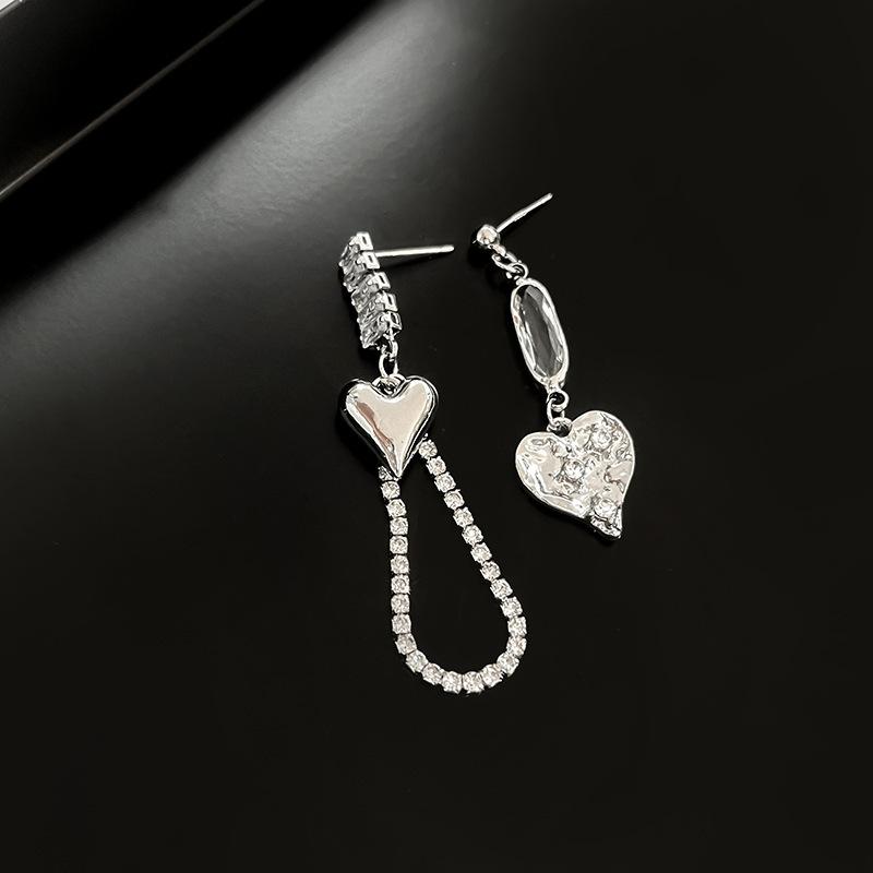 Irregular Liquid Metal Butterfly Flash Diamond Earrings, Asymmetrical Long Cold Wind Lava Water Drop Earrings
