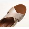 Plus Size 36 -44 45 Women Wedges Sandals Slippers Med Heel X Cross Strap Female Big Size Modern Slides Summer Shoes  New