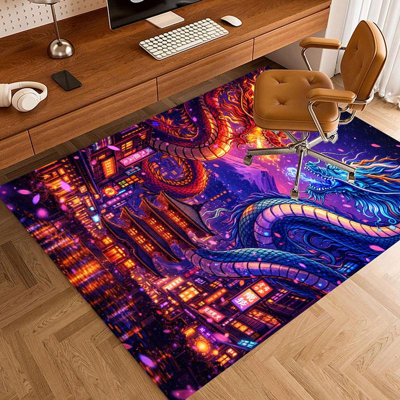 Golden Dragon Magic Castle Carpet Living Room And Bedroom Mats Printing Art Christmas Gifts Office Chair Cushion