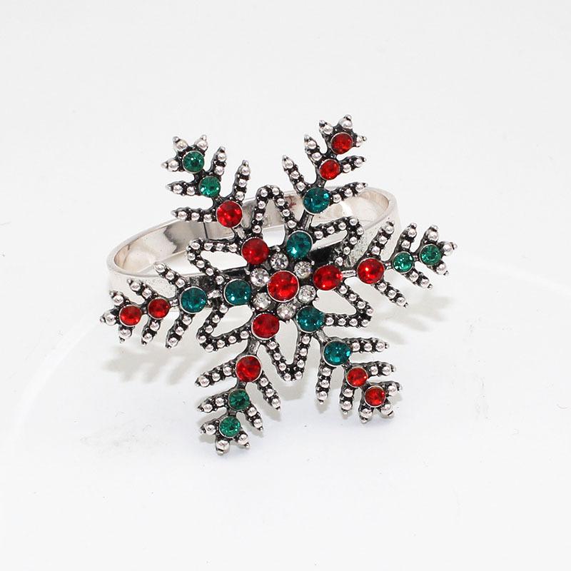 4pcs/lot Christmas Snowflake Napkin Ring Diamond Napkin Buckle Alloy Napkin Ring Cloth Ring