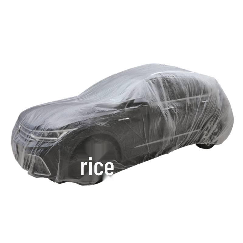 Universal Disposable Car Cover - Sun, Rain, and Dust Protection, Transparent Plastic Full Cover