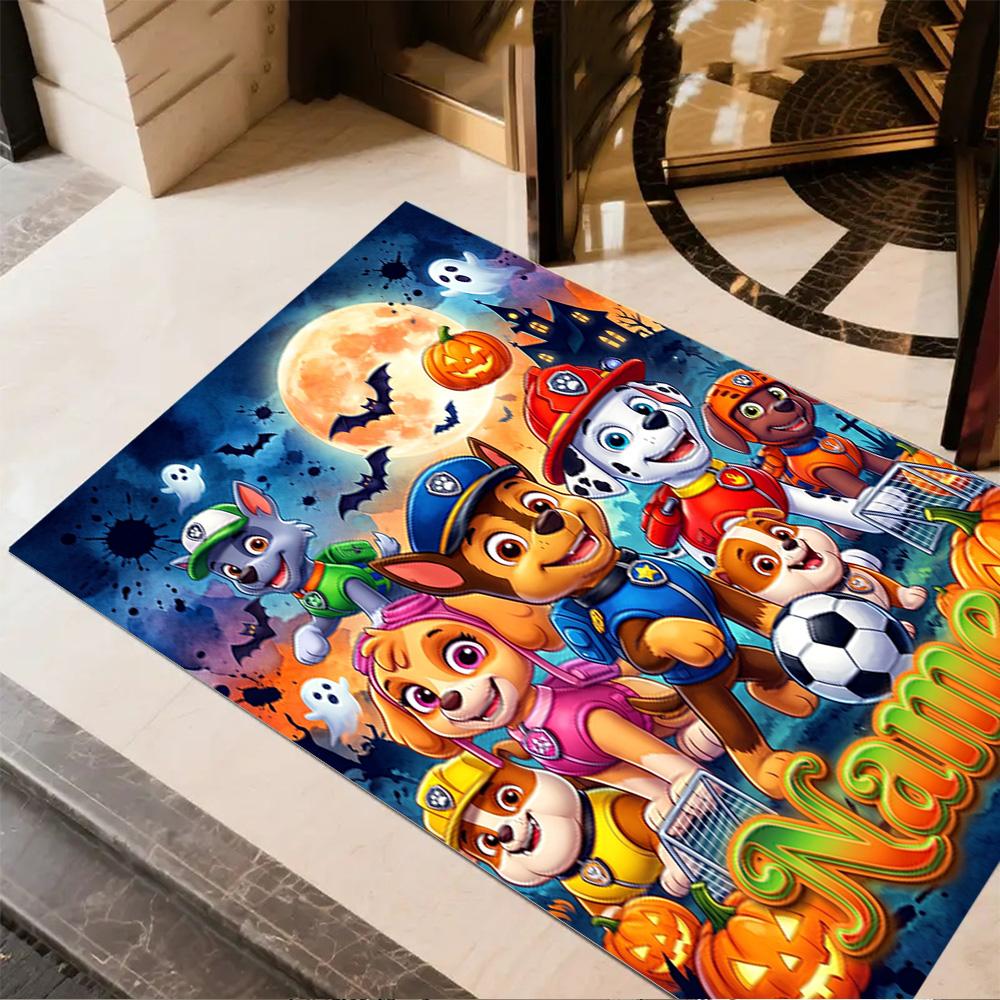Paw Patrol Halloween Night Personalized Text Floor Mat Suitable for Bedrooms Foyer Dormitory Outdoor Antislip Carpet Decorate Offices