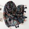 Bohemian Styles 88*180cm Women Viscose Scarf Summer Beach Shawl Cotton Linen Feeling Tassel Pashmina Muslim Hijab Wrap Lady