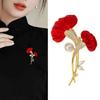Luxury Red Flower Brooches For Women Unique Floral Pins Casual Party Jewelry Decor Accessories New Fashion Mother's Day Gifts