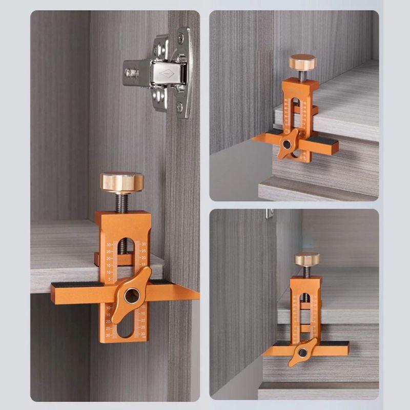 2 In 1 Cabinet Door Installation Positioner Quick Positioning Aluminum Alloy Rebounder Punched Mounting Jig Auxiliary Tool
