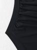 Charming Solid Color Halter Pleated Backless Tummy Control Bikini Swimsuit For Beach