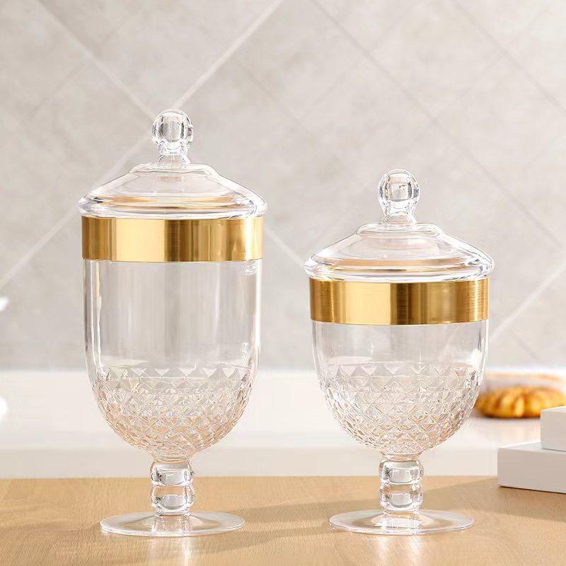 Nordic Acrylic Sealed Jar Transparent Plastic Storage Jar with Lid High Sugar Jar Candy Jar Living Room Decoration Accessories